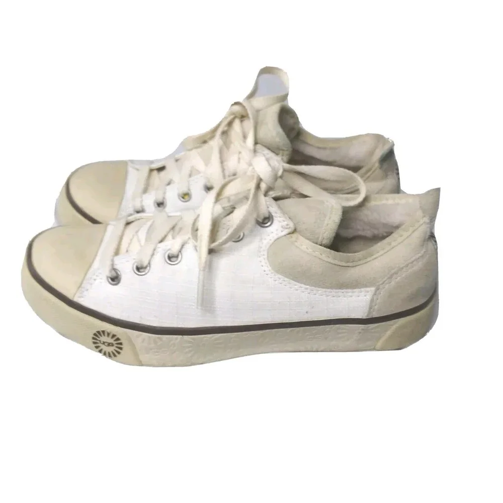 UGG Evera Lace Up Shoes for Women Size 5 Sneakers Khaki & White